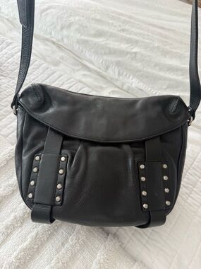 Botkier Black Leather Stud-Accent Shoulder Bag